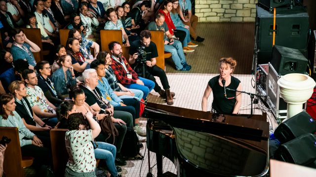 Amanda Palmer performs onstage at NPR Tiny Desk Concert at Central Presbyterian Church. Amanda Palmer performs onstage at NPR Tiny Desk Concert at Central Presbyterian Church.